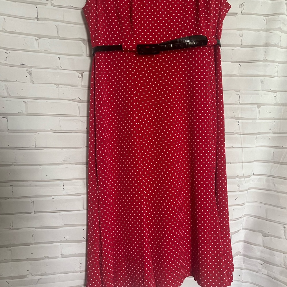 EUC NorthStyle polka dot red dress fit and flare Size 14P runs large fits 10